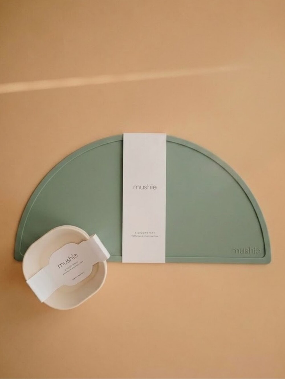 SET mushie Silicone Placemat & mushie Square Dinnerware Bowls 2ct